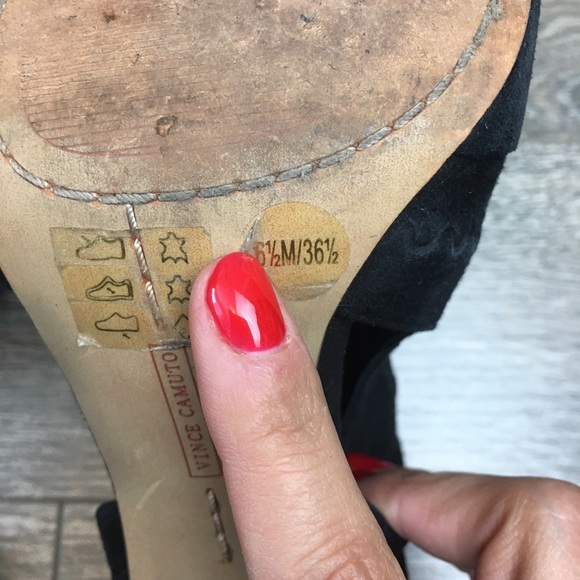 VINCE CAMUTO Black Leather Peep-Toe Booties 6 1/2 - Picture 9 of 10